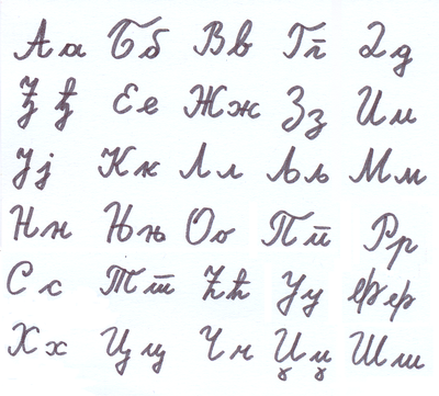 Alphabet serbe cyrillique écrit
