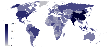 Carte des pays par population (2009)
