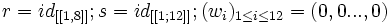 r=id_{[[1,8]]} ; s=id_{[[1;12]]} ; (w_i)_{1\le i \le 12}=(0,0...,0)
