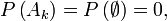 P\left(A_k\right)=P\left(\emptyset\right)=0,\ 