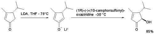 oxydation d'énolate de la cyclopentaénone, ref. Hughes 2005