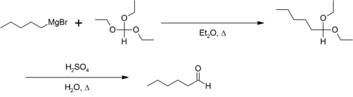 Bodroux-Chichibabin aldehyde synthesis of n-hexaldehyde.png