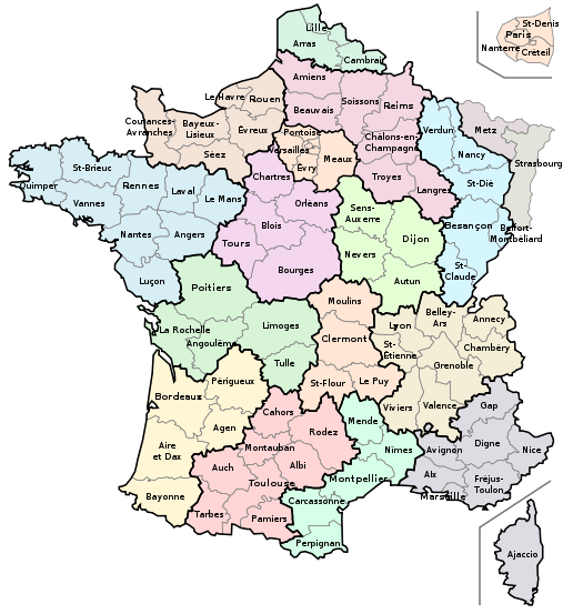 Provinces ecclésiastiques 2002 (France).svg