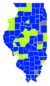 Les comtés en bleus sont remportés par French et les comtés verts par Kilpatrick