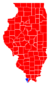 Les comtés en rouges sont remportés par Thompson et les comtés bleus par Bakalis