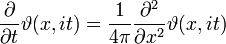 \frac{\partial}{\partial t} \vartheta(x,it)=\frac{1}{4\pi} \frac{\partial^2}{\partial x^2} \vartheta(x,it)