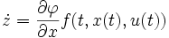  \dot{z} = \frac{\partial\varphi}{\partial x}f(t, x(t), u(t)) 