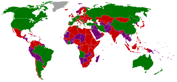 Les pays qualifiés sont en vert. Les pays ayant participé aux qualifications sans succès sont en rouge. Les pays n'ayant pas pris part aux qualifications sont en violet.