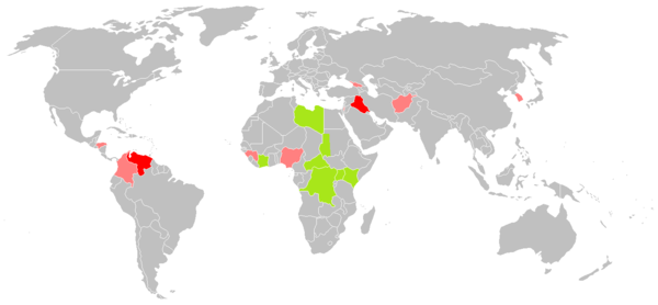 Pays d'Afrique dans lesquels CPI enquête actuellement.