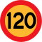 120-skylt, Swedish roadsign.svg