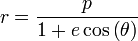 r= \frac{p}{1+e \cos\left(\theta\right)}