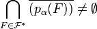  \bigcap_{F\in \mathcal{F}^*} \overline {(p_\alpha(F))} \ne \empty