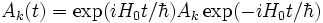 A_k(t)=\exp(i H_0 t/\hbar) A_k \exp(-i H_0 t/\hbar)