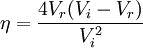 \eta = \frac {4V_r(V_i - V_r)}{V_i^2}~