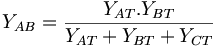 Y_{AB}=\frac{Y_{AT} . Y_{BT}}{Y_{AT}+Y_{BT}+Y_{CT}}