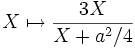 X \mapsto \frac{3X}{X + a^2/4}