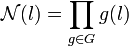 \mathcal N(l) = \prod_{g\in G} g(l)