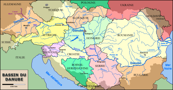 Carte politique du bassin du Danube