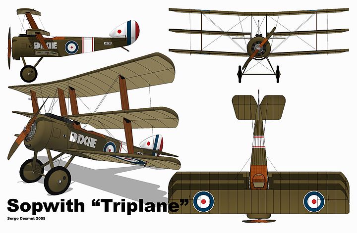Plan 3 vues du Sopwith "Triplane"