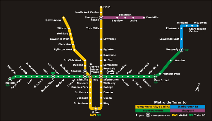 Un plan du métro de Toronto.