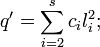 q^\prime =\sum_{i=2}^s c_il_i^2;