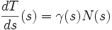 \frac{dT}{ds}(s)=\gamma(s) N(s)