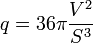 q = 36\pi \frac {V^2}{S^3}