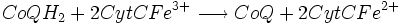 CoQH_2 + 2CytC Fe^{3+} \longrightarrow CoQ + 2CytC Fe^{2+} 