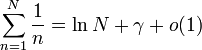 \sum_{n=1}^N\frac1n=\ln N+\gamma+o(1)