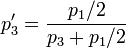 p_3'=\frac{p_1 /2}{p_3+p_1 /2}