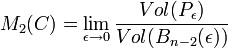 M_2(C) = \lim_{\epsilon \to 0} \frac {Vol (P_{\epsilon})}{Vol(B_{n-2}(\epsilon))}