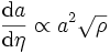 \frac{{\rm d}a}{{\rm d}\eta} \propto a^2 \sqrt{\rho}