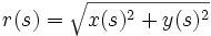 r(s)=\sqrt{x(s)^2+y(s)^2}