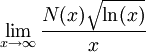 \lim_{x\rightarrow\infty} \frac{N(x)\sqrt{\ln(x)}}{x}