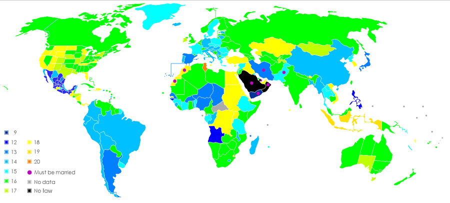 Âge de la majorité xexuelle dans le monde