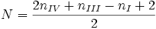 N = \frac{2n_{IV}+n_{III}-n_{I}+2}{2}
