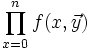 \prod_{x=0}^n f(x,\vec y)
