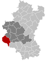 Situation de la ville dans l'arrondissement de Neuchâteau et la province de Luxembourg