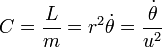 C = \frac{L}{m} =r^2\dot\theta = \frac{\dot\theta}{u^2}