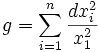 g=\sum_{i=1}^n \frac{dx_i^2}{x_1^2}