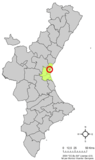 Localización de Almácera respecto a la Comunidad Valenciana