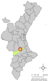 Localización de Cerdá respecto a la Comunidad Valenciana
