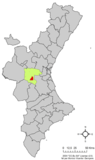 Localización de Macastre respecto al País Valenciano