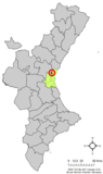 Localización de Moncada respecto a la Comunidad Valenciana