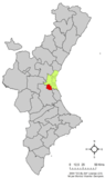 Localisation de Picassent dans le Pays Valencien.