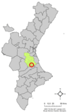 Localisation de Sant Joan de l'Ènova dans la Comumunauté Valencienne