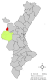 Localización de Sinarcas respecto al País Valenciano