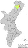 Localisation de Tírig dans la Communité de Valence