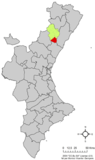 Localisation de l'Alcora dans la Communauté de Valence