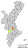Localización de Llosa de Ranes respecto a la Comunidad Valenciana